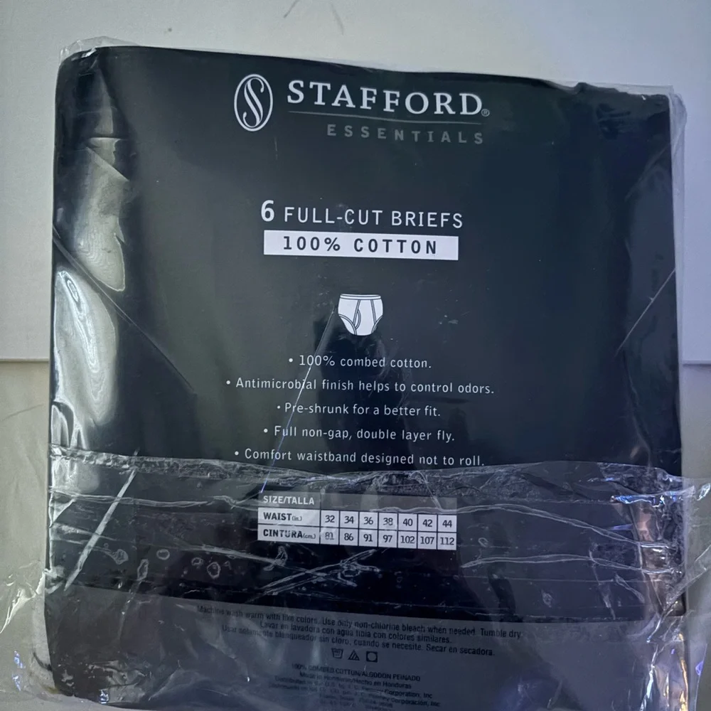 Vintage underwear/Stafford Men's White Full-Cut Briefs.  New in package 6 pairs!